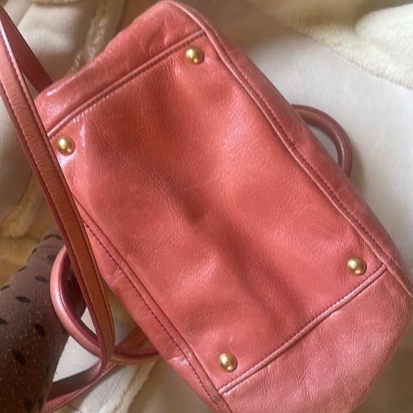 Miu Miu Bow Bag in Pink Vitello Lux Top Handle Cross Body Satchel Barbiecore - Picture 5 of 6